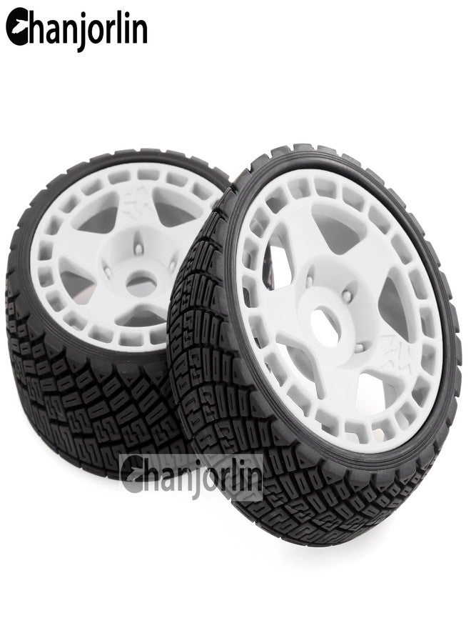 Chanjorlin 1/8 1/7 RC On Road Tires and Hard Plastic Rally Racing Wheels 17mm Hex Touring Tyres OD 3.94'' for 1:8 1:7 Street Drift Car ARRMA Losi Kyosho GT2 W10 Tamiya HPI WR8 HSP 4PCS (White) - Image 5